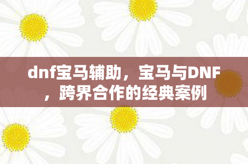 dnf宝马辅助，宝马与DNF，跨界合作的经典案例