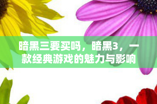 暗黑三要买吗,暗黑3,一款经典游戏的魅力与影响 暗黑三要买吗,暗黑3,一款经典游戏的魅力与影响