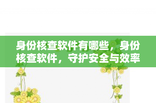 身份核查软件有哪些,身份核查软件,守护安全与效率的利器 身份核查软件有哪些,身份核查软件,守护安全与效率的利器