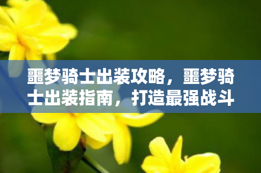 噩梦骑士出装攻略，噩梦骑士出装指南，打造最强战斗力的装备搭配