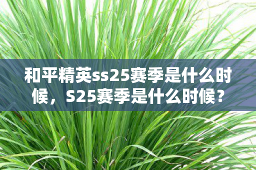 和平精英ss25赛季是什么时候图片