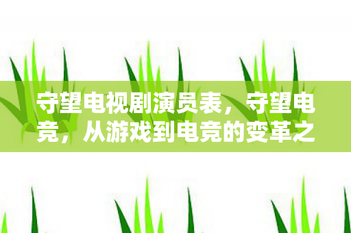 守望电视剧演员表，守望电竞，从游戏到电竞的变革之路