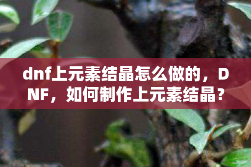 dnf上元素结晶怎么做的,DNF,如何制作上元素结晶? dnf上元素结晶怎么做的,DNF,如何制作上元素结晶?