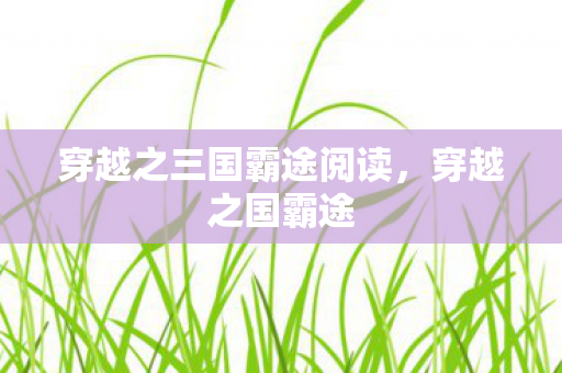 穿越之三国霸途阅读,穿越之国霸途 穿越之三国霸途阅读,穿越之国霸途