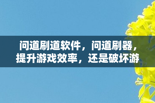 问道刷道软件,问道刷器,提升游戏效率,还是破坏游戏平衡? 问道刷道软件,问道刷器,提升游戏效率,还是破坏游戏平衡?