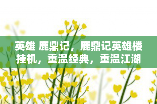 英雄 鹿鼎记，鹿鼎记英雄楼挂机，重温经典，重温江湖