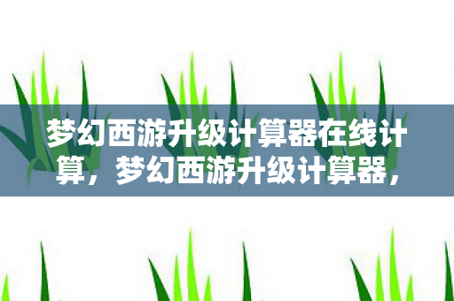 梦幻西游升级计算器在线计算，梦幻西游升级计算器，助力你的角色飞升新境界