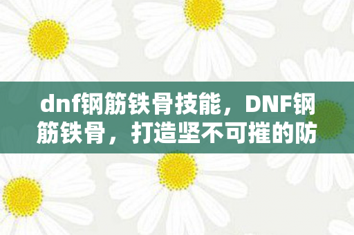 dnf钢筋铁骨技能，DNF钢筋铁骨，打造坚不可摧的防御体系
