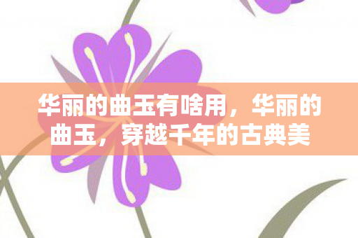 华丽的曲玉有啥用,华丽的曲玉,穿越千年的古典美 华丽的曲玉有啥用,华丽的曲玉,穿越千年的古典美