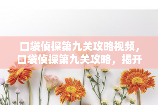 口袋侦探第九关攻略视频，口袋侦探第九关攻略，揭开真相的序幕