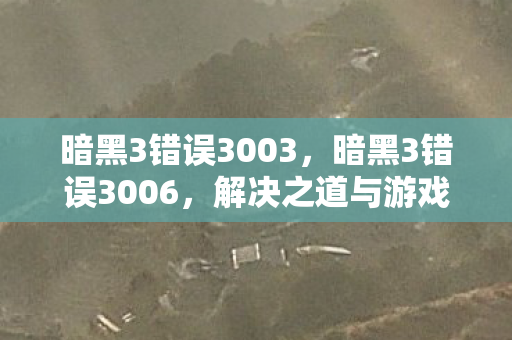 暗黑3错误3003,暗黑3错误3006,解决之道与游戏优化建议 暗黑3错误3003,暗黑3错误3006,解决之道与游戏优化建议
