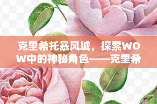 克里希托暴风城，探索WOW中的神秘角色——克里希托
