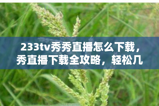 233tv秀秀直播怎么下载，秀直播下载全攻略，轻松几步，开启你的直播之旅