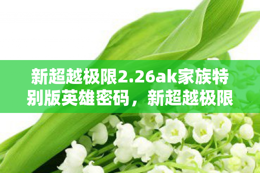 新超越极限2.26ak家族特别版英雄密码,新超越极限2.26AK族特别版密码,解锁游戏新境界 新超越极限2.26ak家族特别版英雄密码,新超越极限2.26AK族特别版密码,解锁游戏新境界