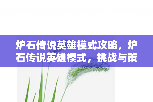 炉石传说英雄模式攻略，炉石传说英雄模式，挑战与策略的深度解析