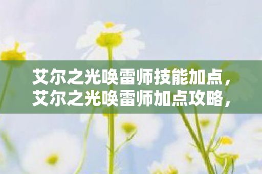 艾尔之光唤雷师技能加点,艾尔之光唤雷师加点攻略,打造最强雷电法师 艾尔之光唤雷师技能加点,艾尔之光唤雷师加点攻略,打造最强雷电法师