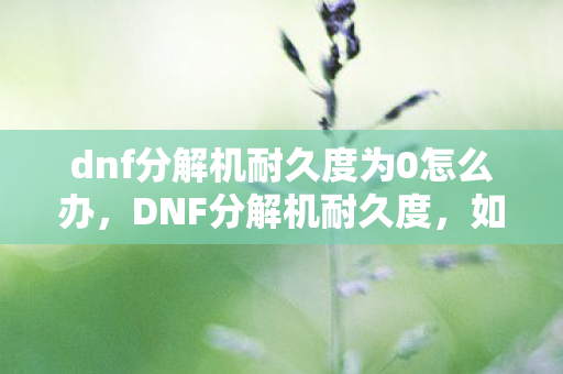 dnf分解机耐久度为0怎么办,DNF分解机耐久度,如何提升与保养 dnf分解机耐久度为0怎么办,DNF分解机耐久度,如何提升与保养