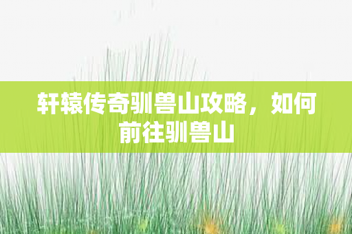 轩辕传奇驯兽山攻略,如何前往驯兽山 轩辕传奇驯兽山攻略,如何前往驯兽山