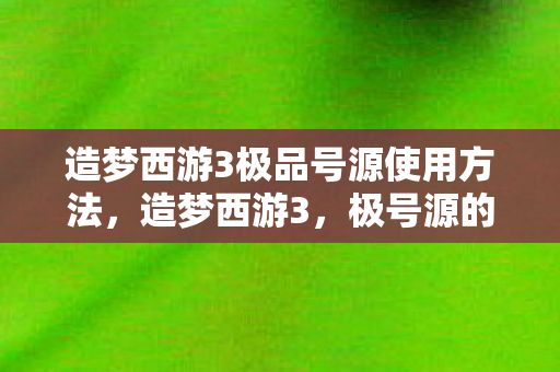 造梦西游3极品号源使用方法图片