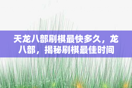 天龙八部刷棋最快多久图片