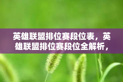 英雄联盟排位赛段位全解析图片