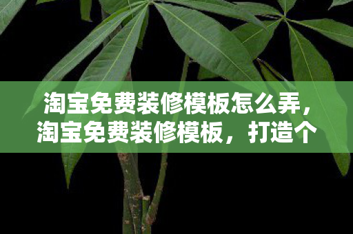 淘宝免费装修模板怎么弄图片