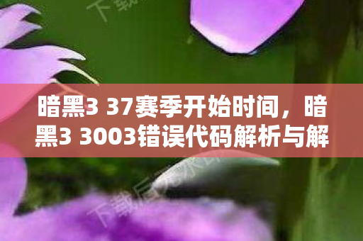 暗黑3 37赛季开始时间，暗黑3 3003错误代码解析与解决指南