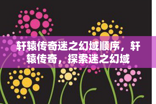 轩辕传奇迷之幻域顺序图片