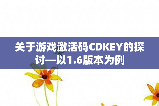 关于游戏激活码CDKEY的探讨—以1.6版本为例