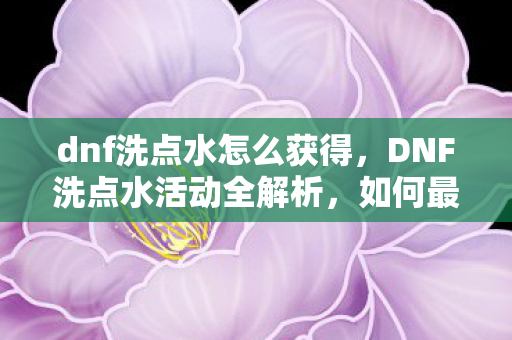 DNF洗点水活动全解析图片