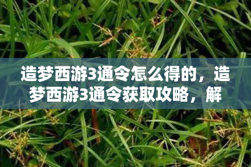 造梦西游3通令怎么得的图片