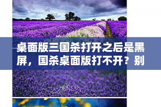 桌面版三国杀打开之后是黑屏图片