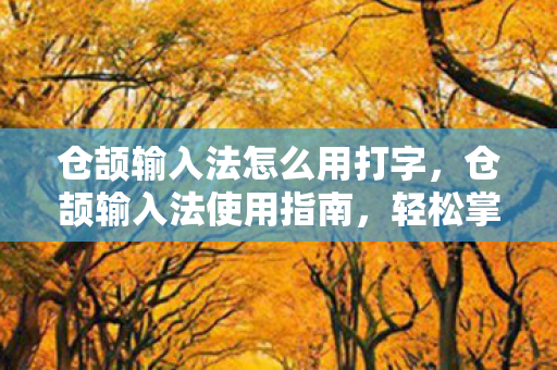 仓颉输入法怎么用打字图片