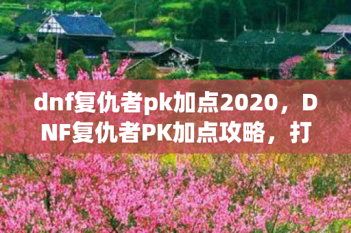 dnf复仇者pk加点2020图片