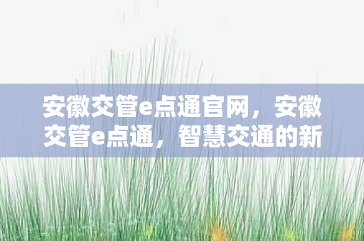 安徽交管e点通官网，安徽交管e点通，智慧交通的新篇章