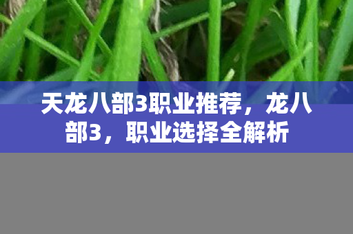 天龙八部3职业推荐图片