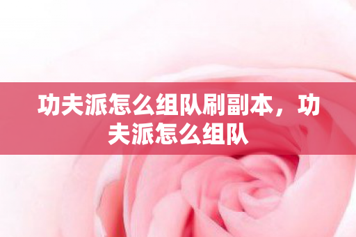 功夫派怎么组队刷副本图片