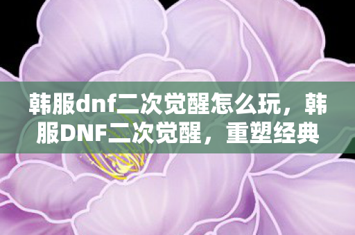 韩服dnf二次觉醒怎么玩图片