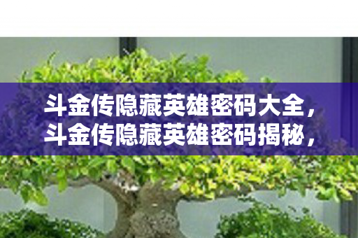 斗金传隐藏英雄密码大全图片