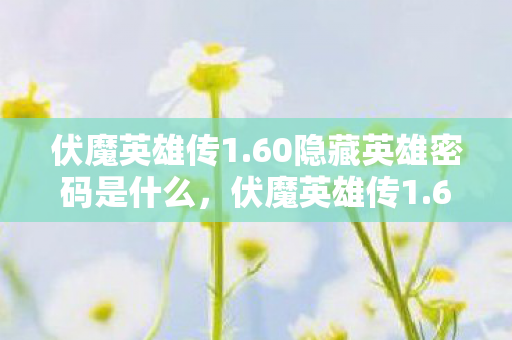 60隐藏英雄密码是什么图片