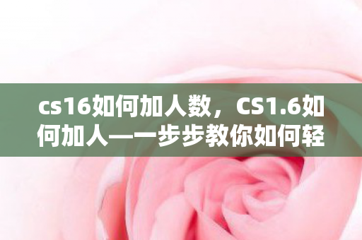 cs16如何加人数，CS1.6如何加人—一步步教你如何轻松添加游戏伙伴