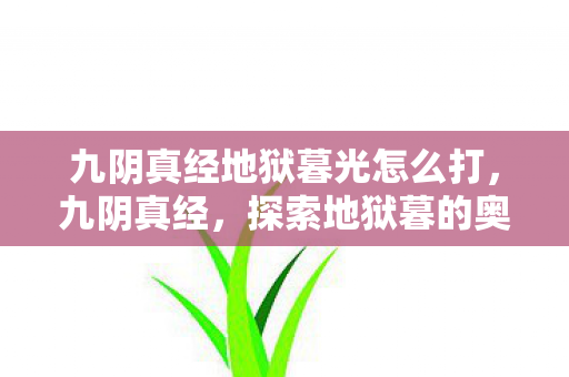 九阴真经地狱暮光怎么打图片