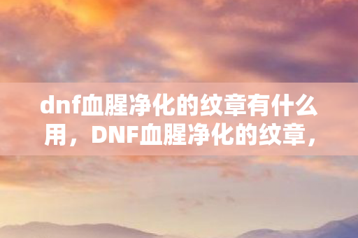 dnf血腥净化的纹章有什么用，DNF血腥净化的纹章，解锁神秘力量的钥匙