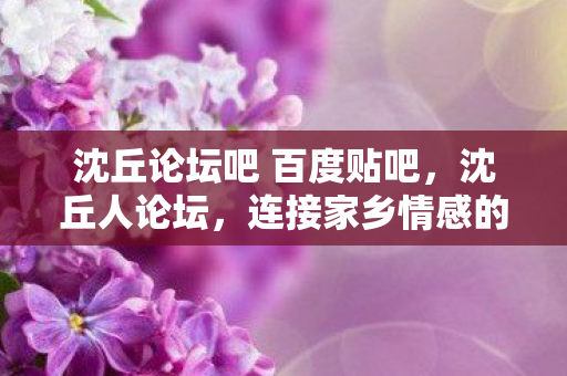 沈丘论坛吧 百度贴吧图片