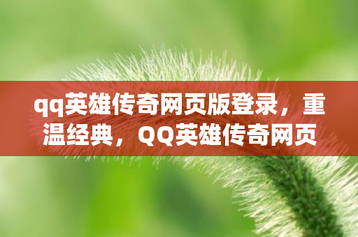QQ英雄传奇网页版的回忆与解析图片