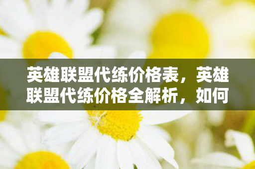 英雄联盟代练价格全解析图片