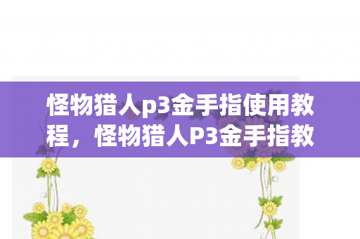 怪物猎人p3金手指使用教程图片