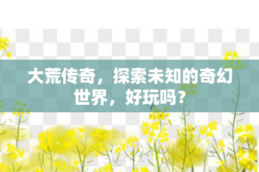 大荒传奇，探索未知的奇幻世界，好玩吗？
