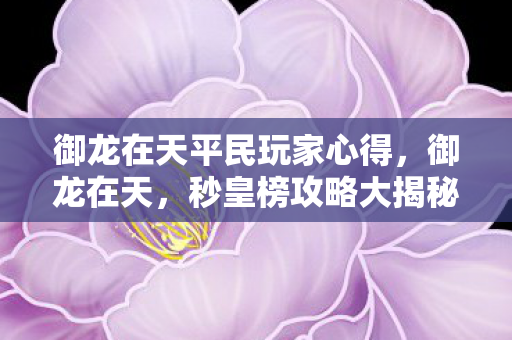 御龙在天平民玩家心得图片