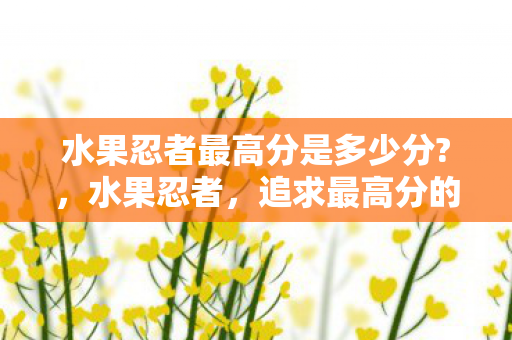 水果忍者最高分是多少分图片